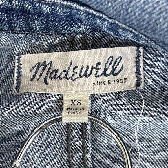 Madewell X-Small Jean Jacket Button Up Pockets Long Sleeve Denim Collared Blue - Picture 7 of 9